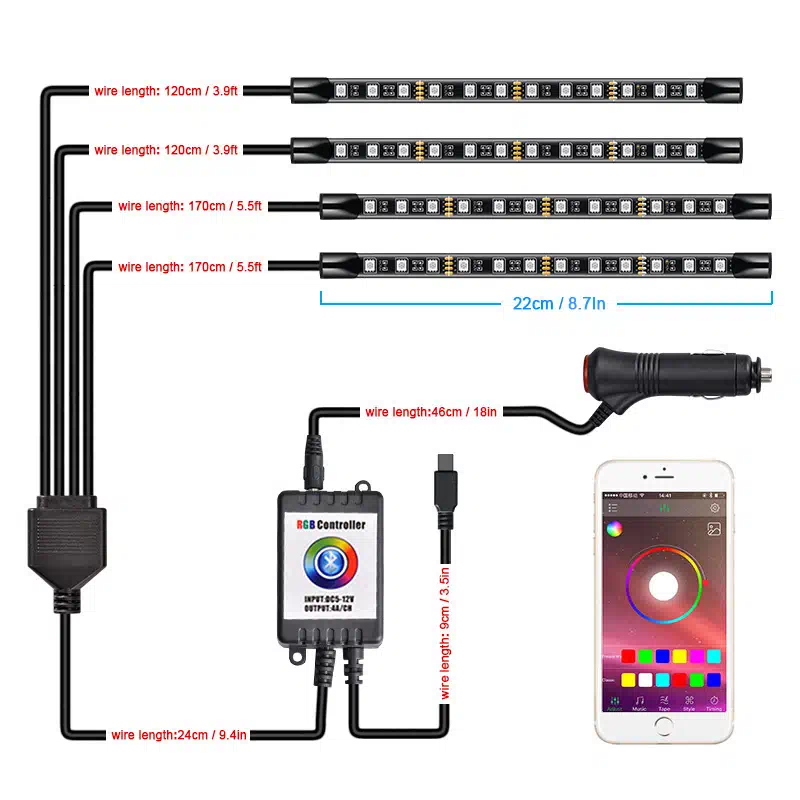 48 LED DC 12V APP Interior LED Accent Kit - Image 7
